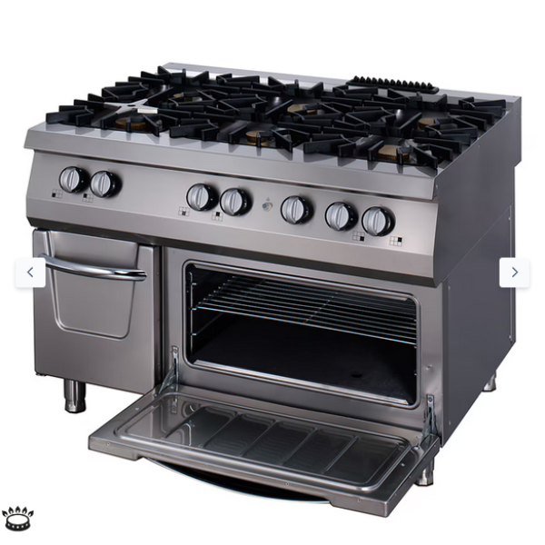  Σόμπα Premium - 6 καυστήρες - αέριο - τριπλή μονάδα - με φούρνο - βάθος 90cm